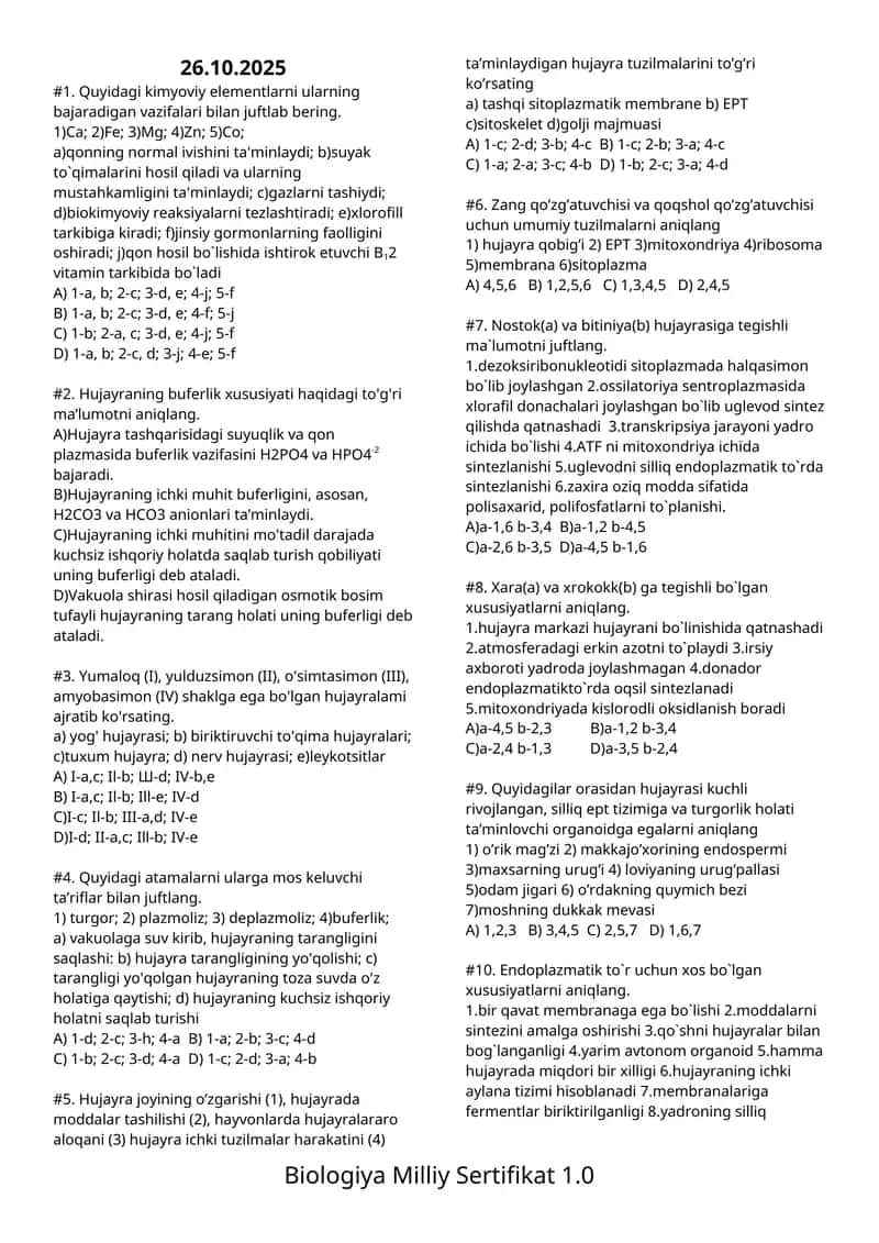 Kimyoviy Elementlar va ularning Vazifalari 1