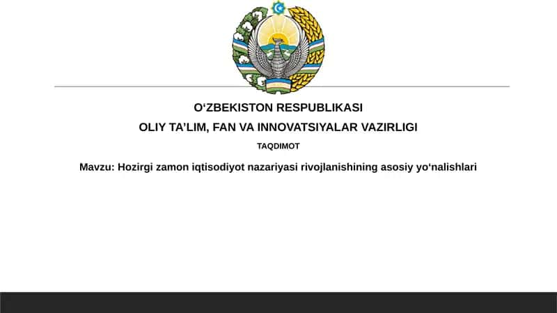 Zamonaviy mikroiqtisodiyot va makroiqtisodiyotning rivojlanishi 1