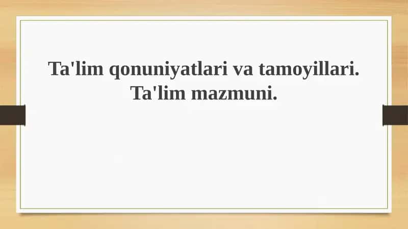 Ta'lim qonunchiligi va asosiy prinsiplari 1