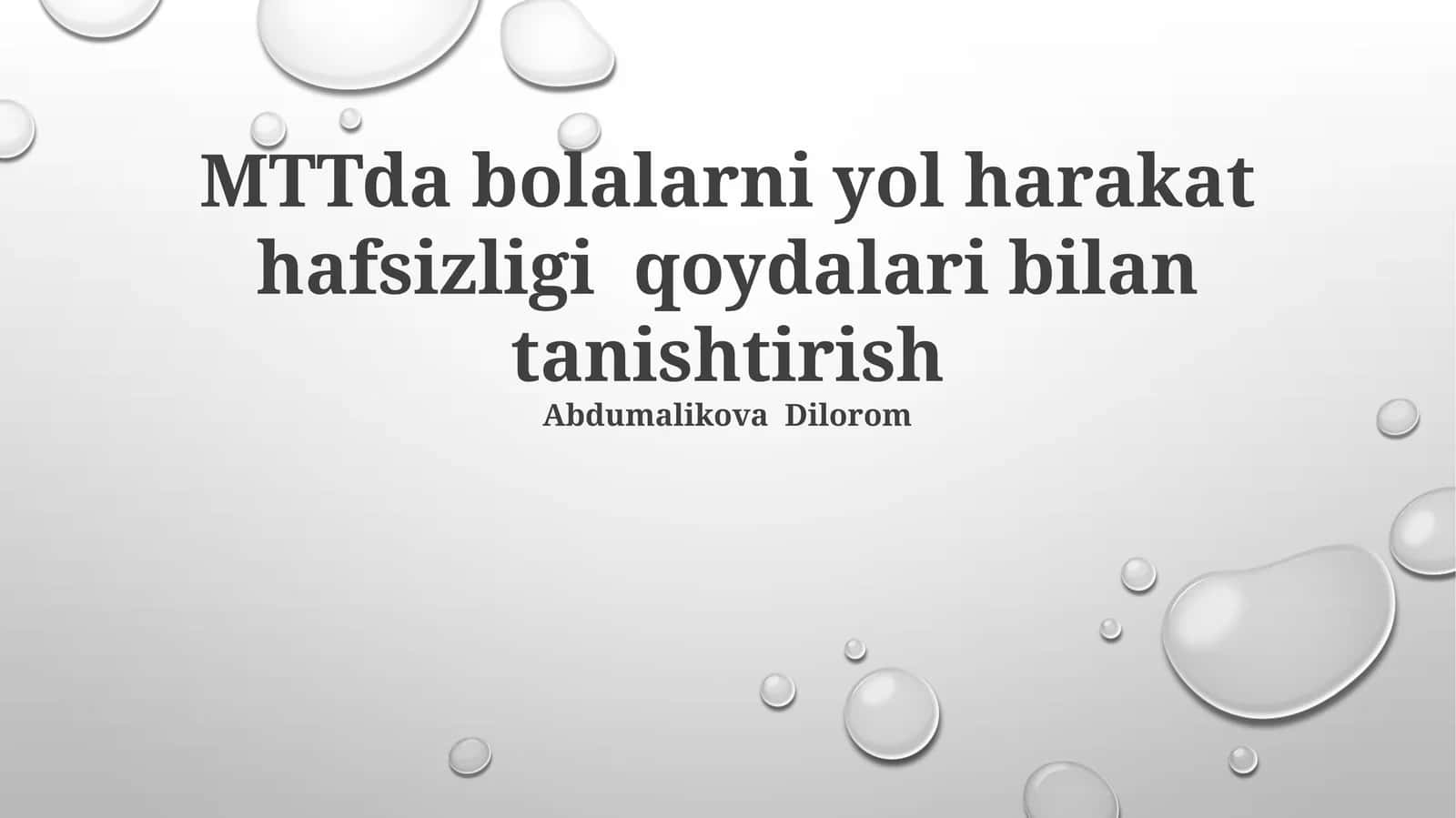 MTTda bolalarni yol harakat hafsizligi qoydalari bilan tanishtirish 1
