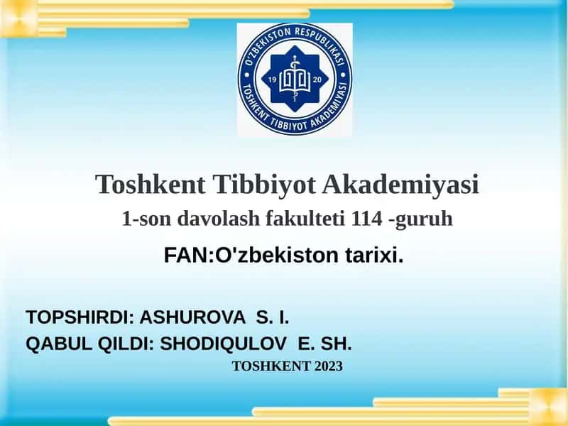 O'zbekiston Tarixi 1