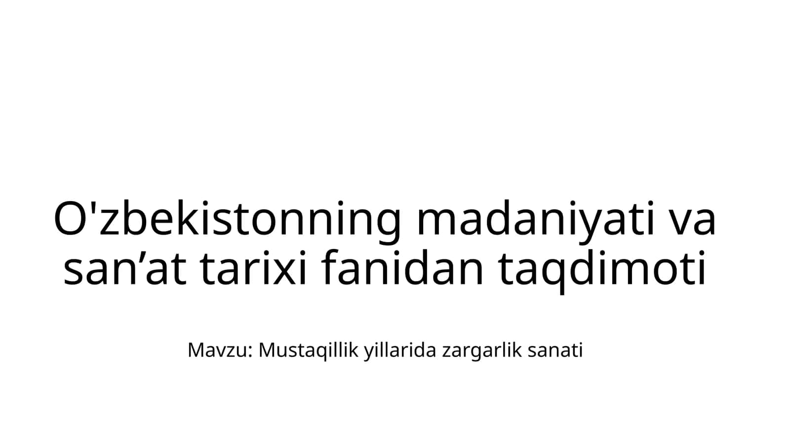 Mustaqillik yillarida zargarlik sanati 1