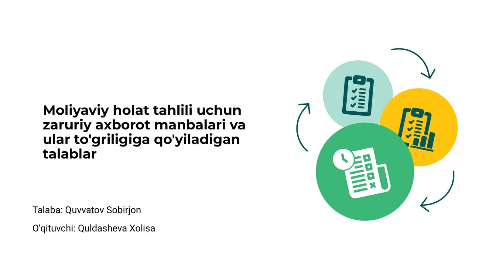 Moliyaviy holat tahlili uchun zaruriy axborot manbalari va ular to'griligiga qo'yiladigan talablar 1
