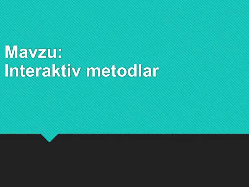 Talimda Interaktiv metodlar 1