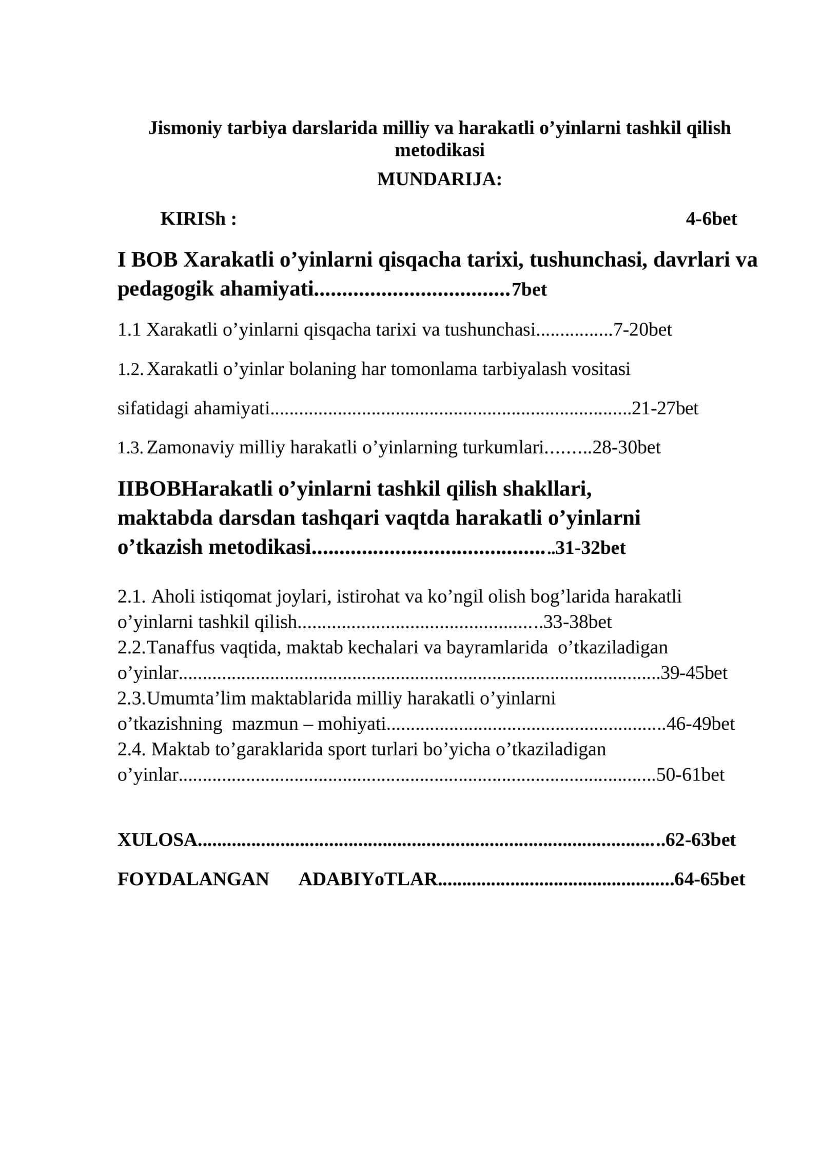 Milliy va harakatli o’yinlarni tashkil qilish metodikasi 1
