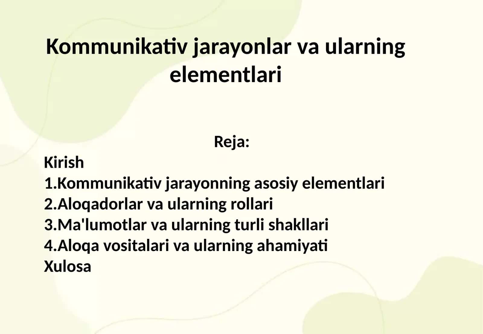 Kommunikativ jarayonlar va ularning elementlari 1