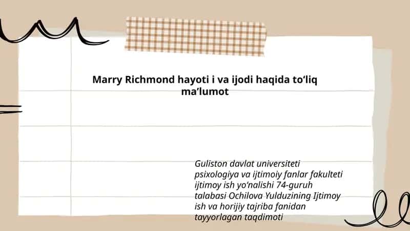 Marry Richmond hayoti i va ijodi haqida toʻliq maʼlumot 1