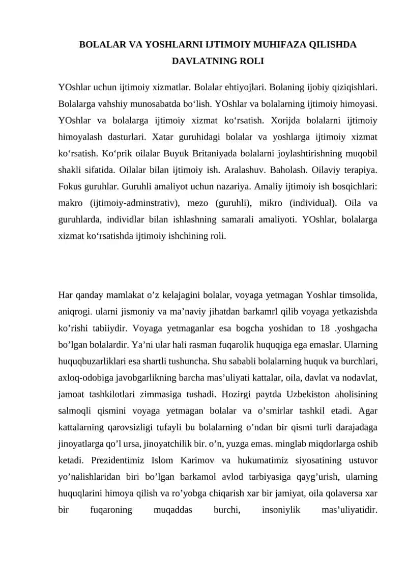 YOshlar uchun ijtimoiy xizmatlar 1