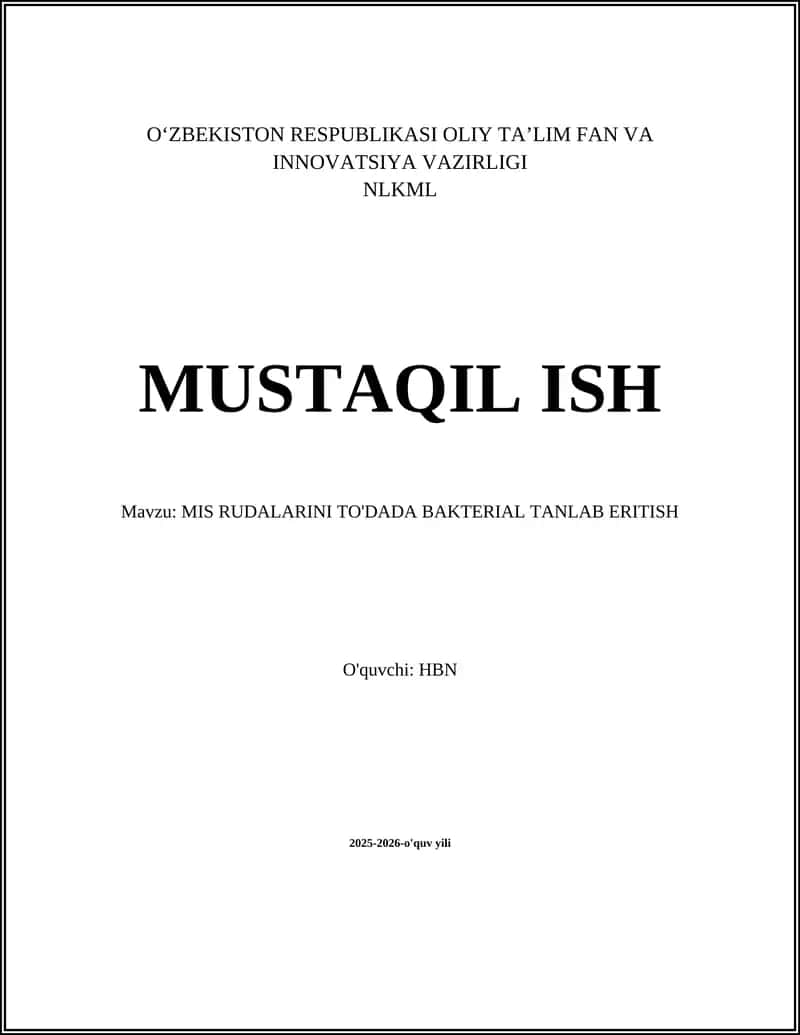 MIS RUDALARINI TO'DADA BAKTERIAL TANLAB ERITISH 1