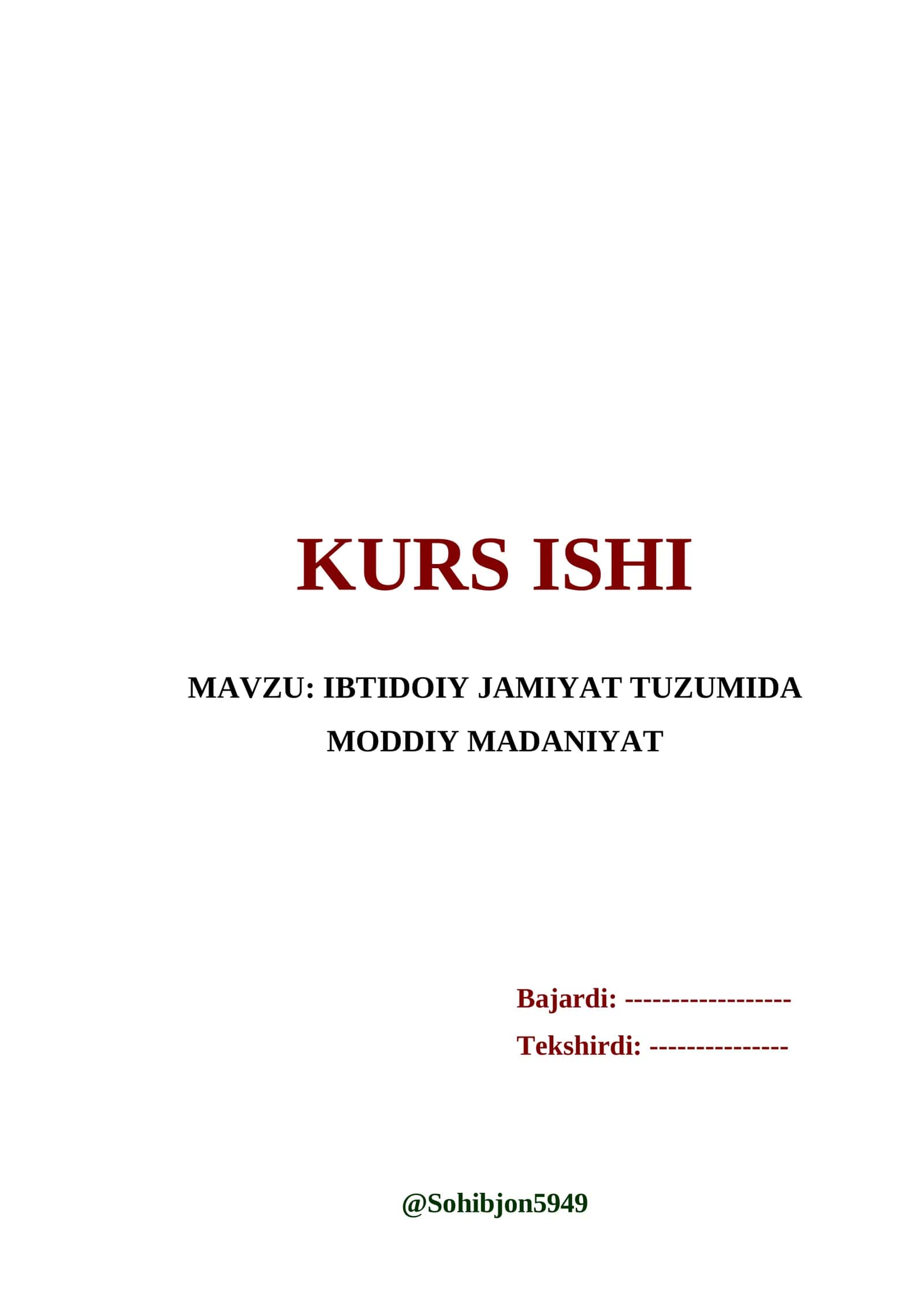IBTIDOIY JAMIYAT TUZUMIDA MODDIY MADANIYAT 1