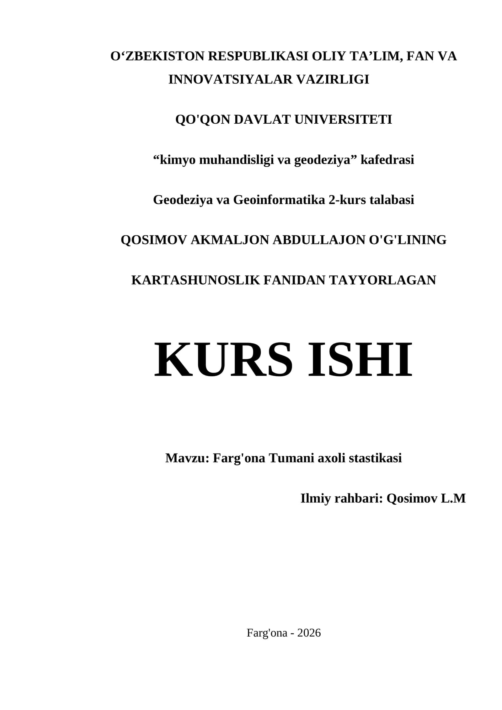 FARG'ONA TUMANI AXOLI STASTIKASI 1