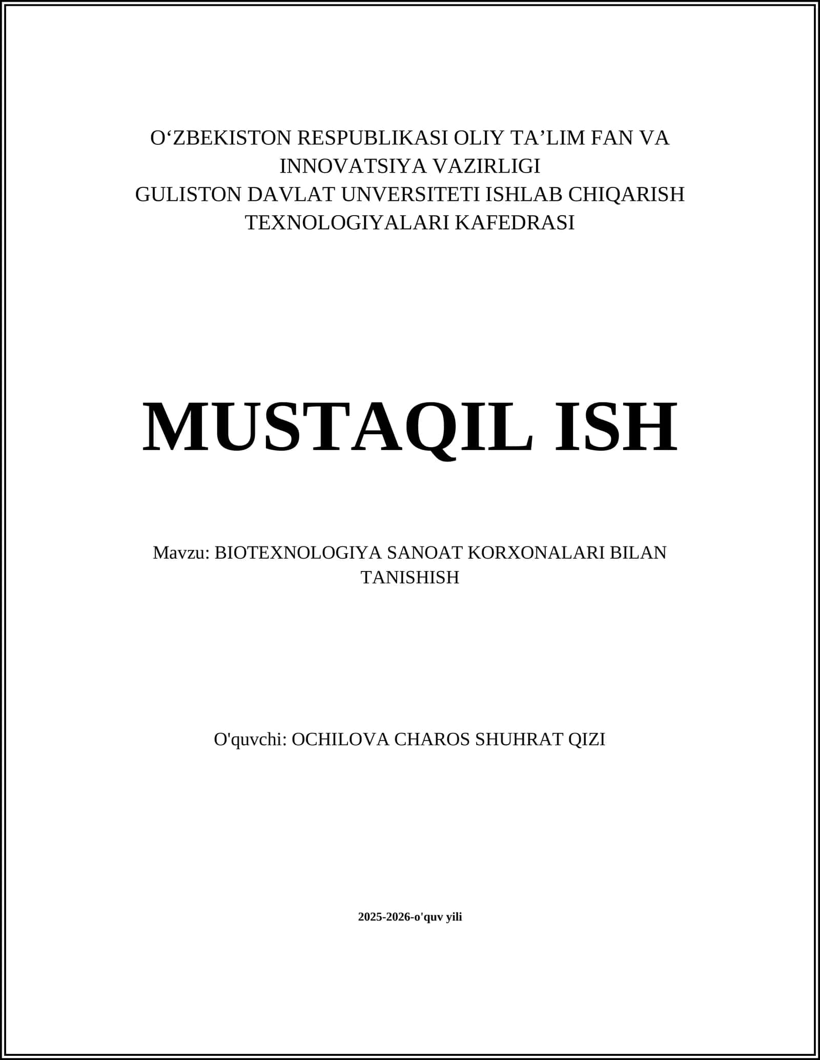 BIOTEXNOLOGIYA SANOAT KORXONALARI BILAN TANISHISH 1