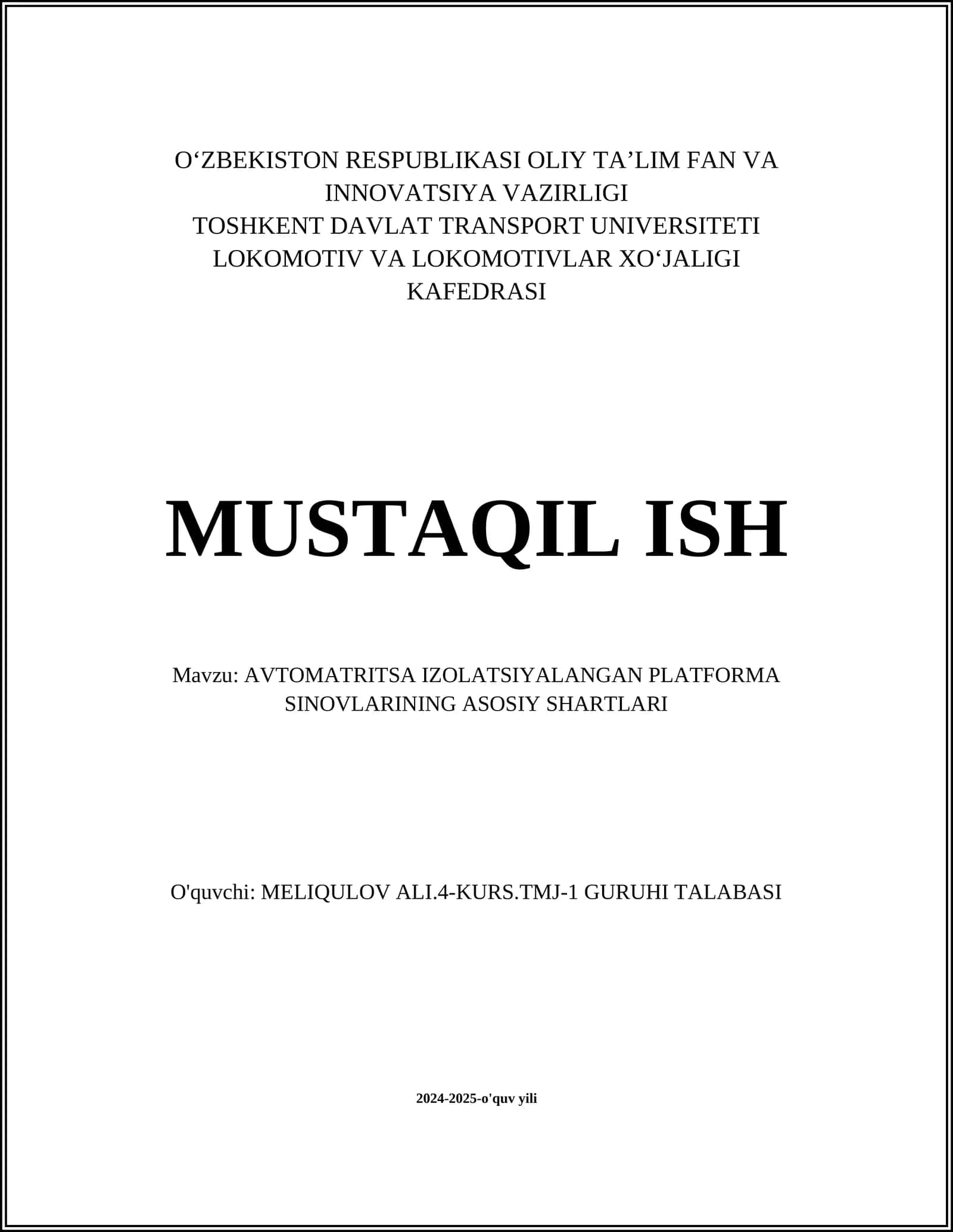Izolyatsiyalangan platformalar turlari 1