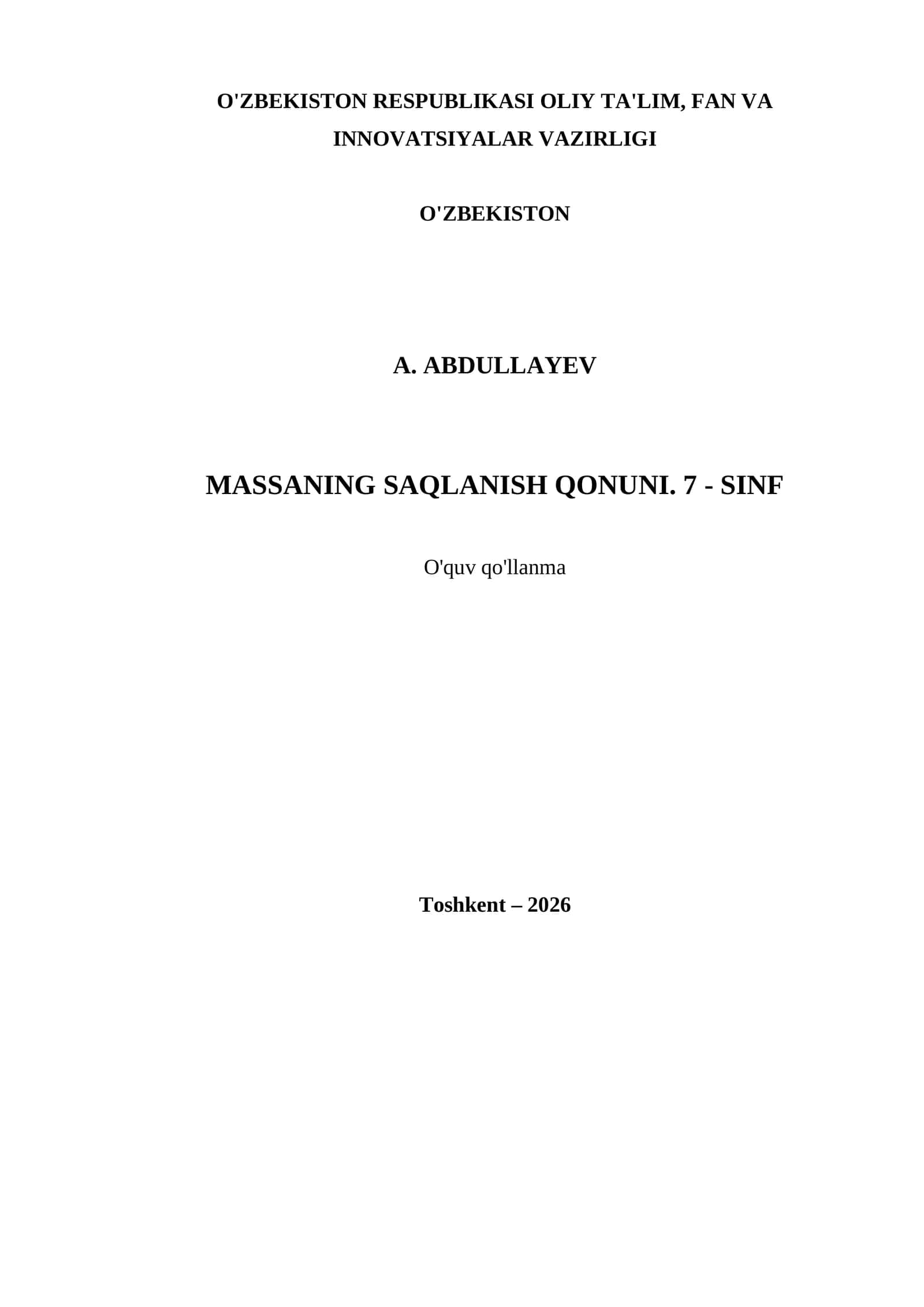 MASSANING SAQLANISH QONUNI. 7 - SINF 1