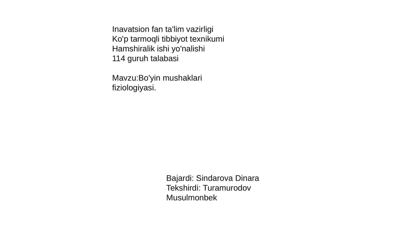Bo'yin mushaklari fiziologiyasi 1