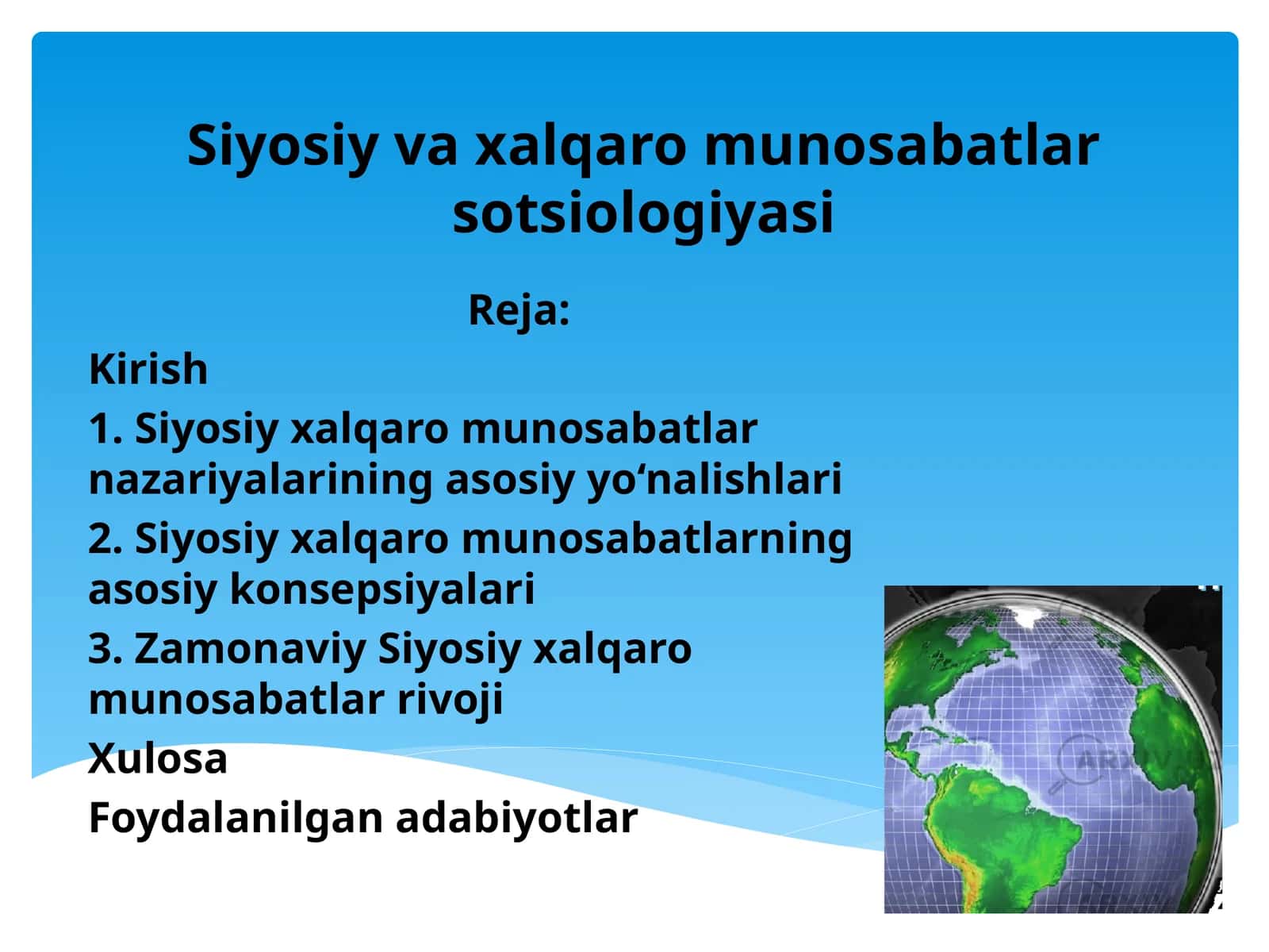 Siyosiy va xalqaro munosabatlar sotsiologiyasi 1