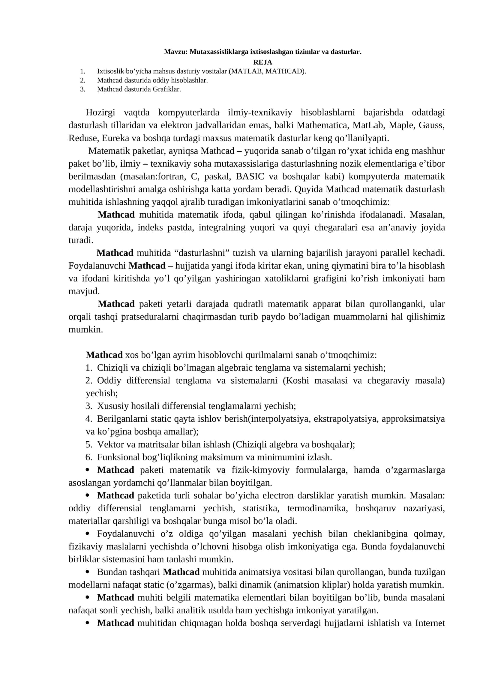 Mutaxassisliklarga ixtisoslashgan tizimlar va dasturlar 1