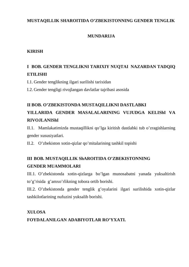 O'zbekistonda Gender Tenglik 1