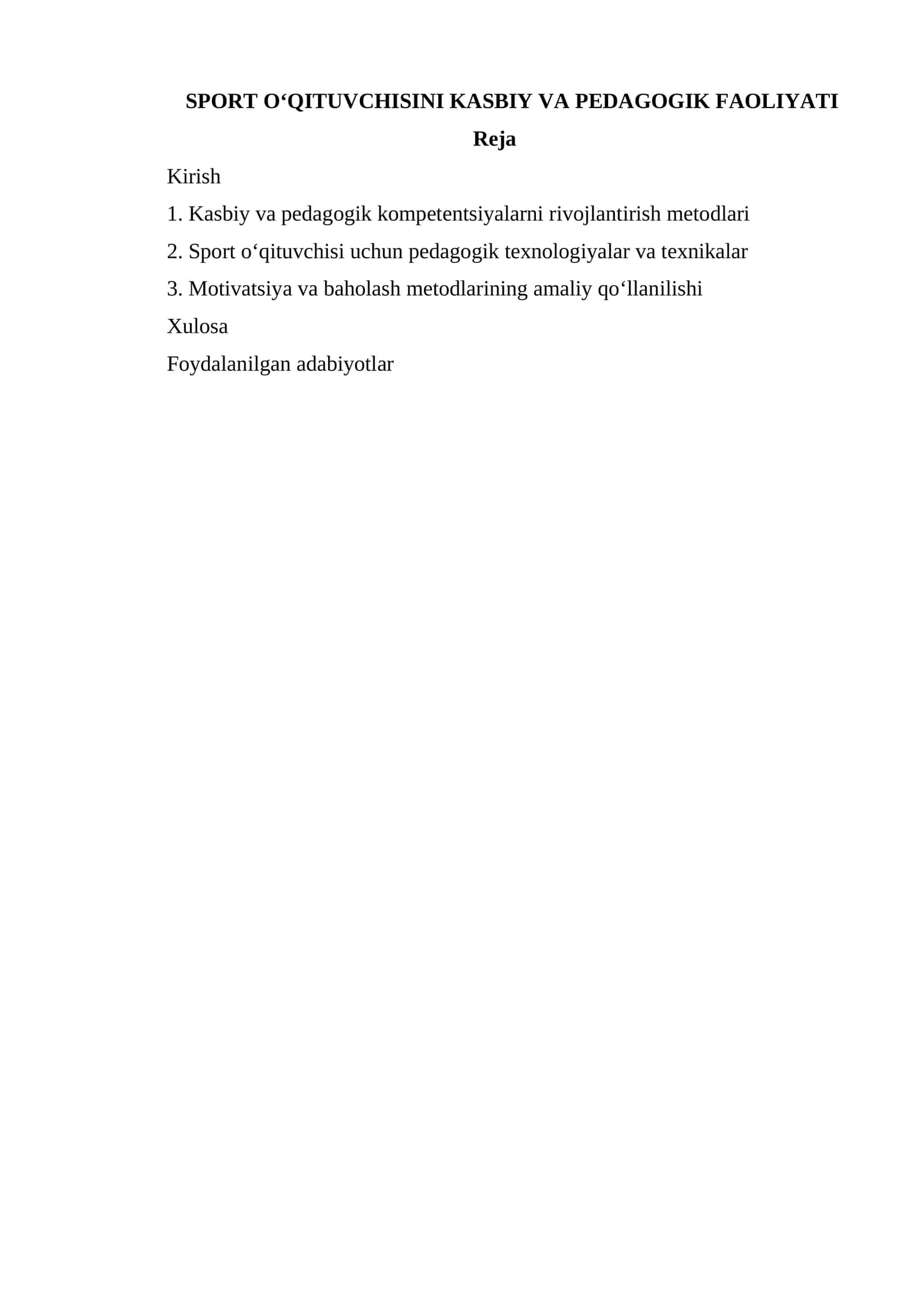 SPORT O‘QITUVCHISINI KASBIY VA PEDAGOGIK FAOLIYATI 1
