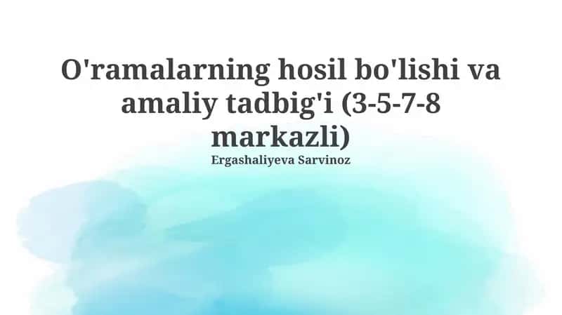 O'Ramallar Markazlarining Ahamiyati 1