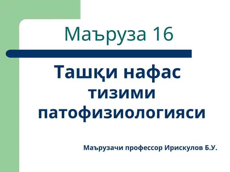 Ташқи нафастизими патофизиологияси 1