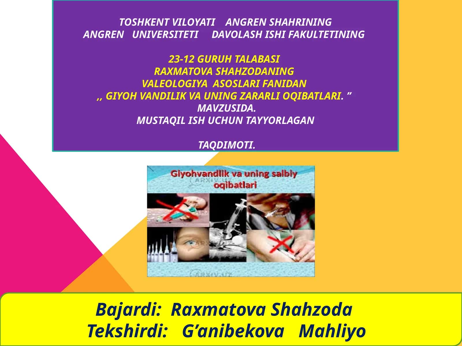 Giyohvandlikning sabablari 1