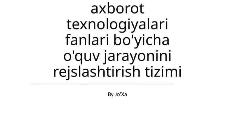 Informatika va axborot texnologiyalari fanlari bo'yicha o'quv jarayonini rejslashtirish tizimi 1