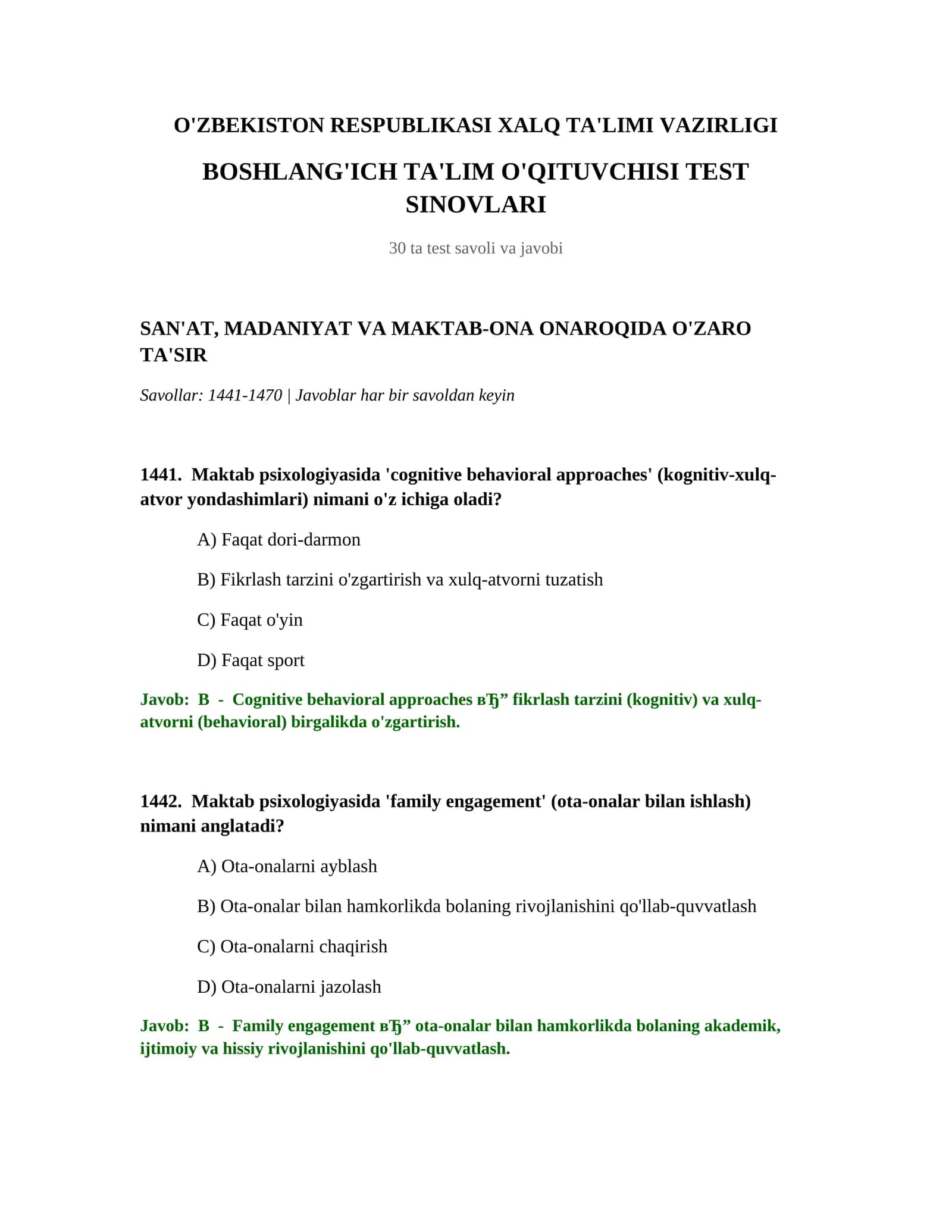 MAKTAB PSIXOLOGIYASI TEST SINOVLARI 1