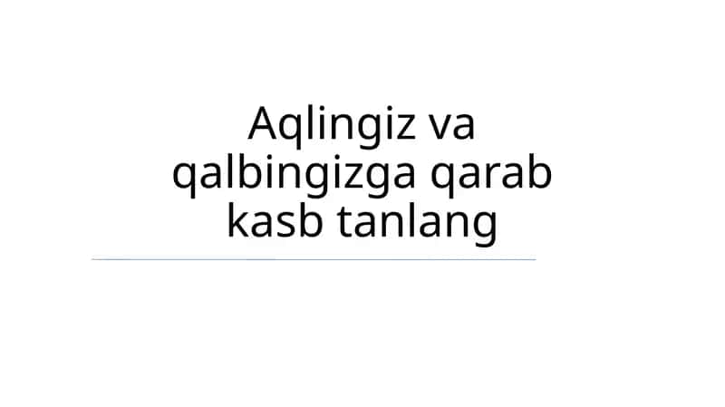 Kasb tanlash 1