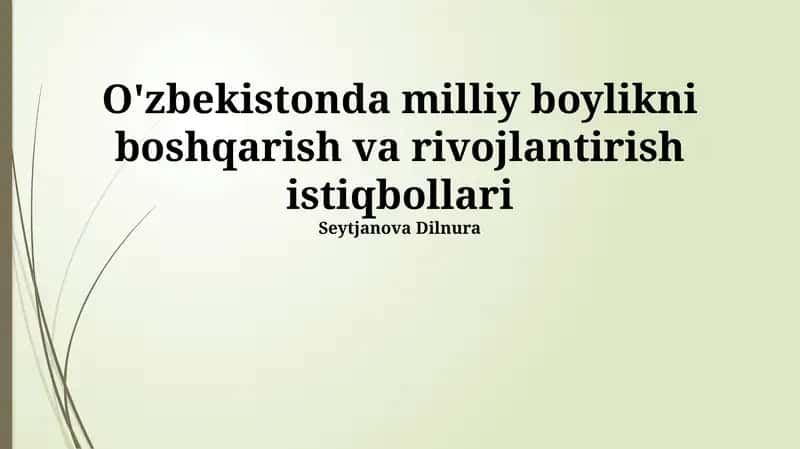 O'zbekistonda milliy boylikni boshqarish va rivojlantirish istiqbollari 1