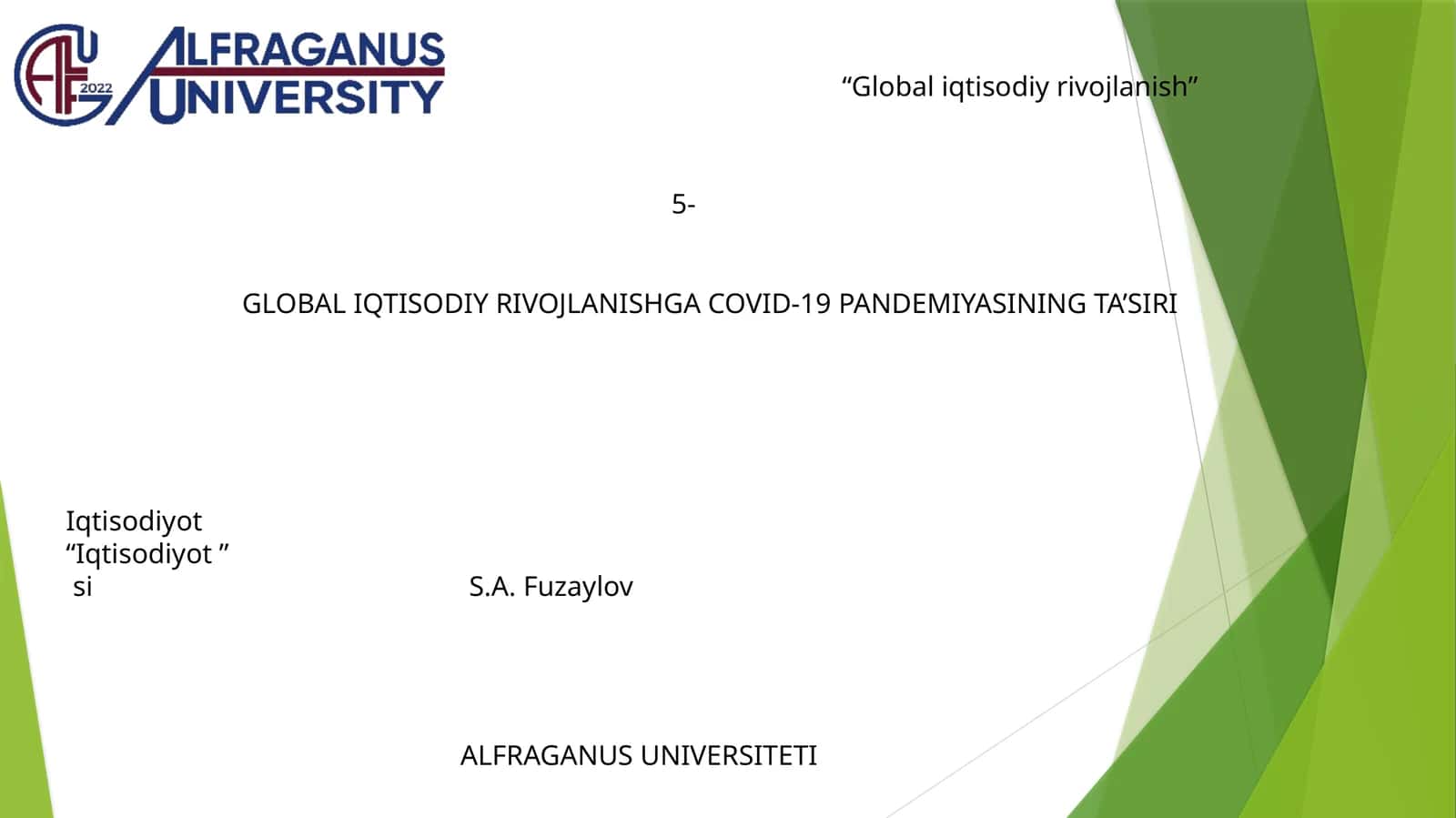 Global iqtisodiy rivojlanish 1