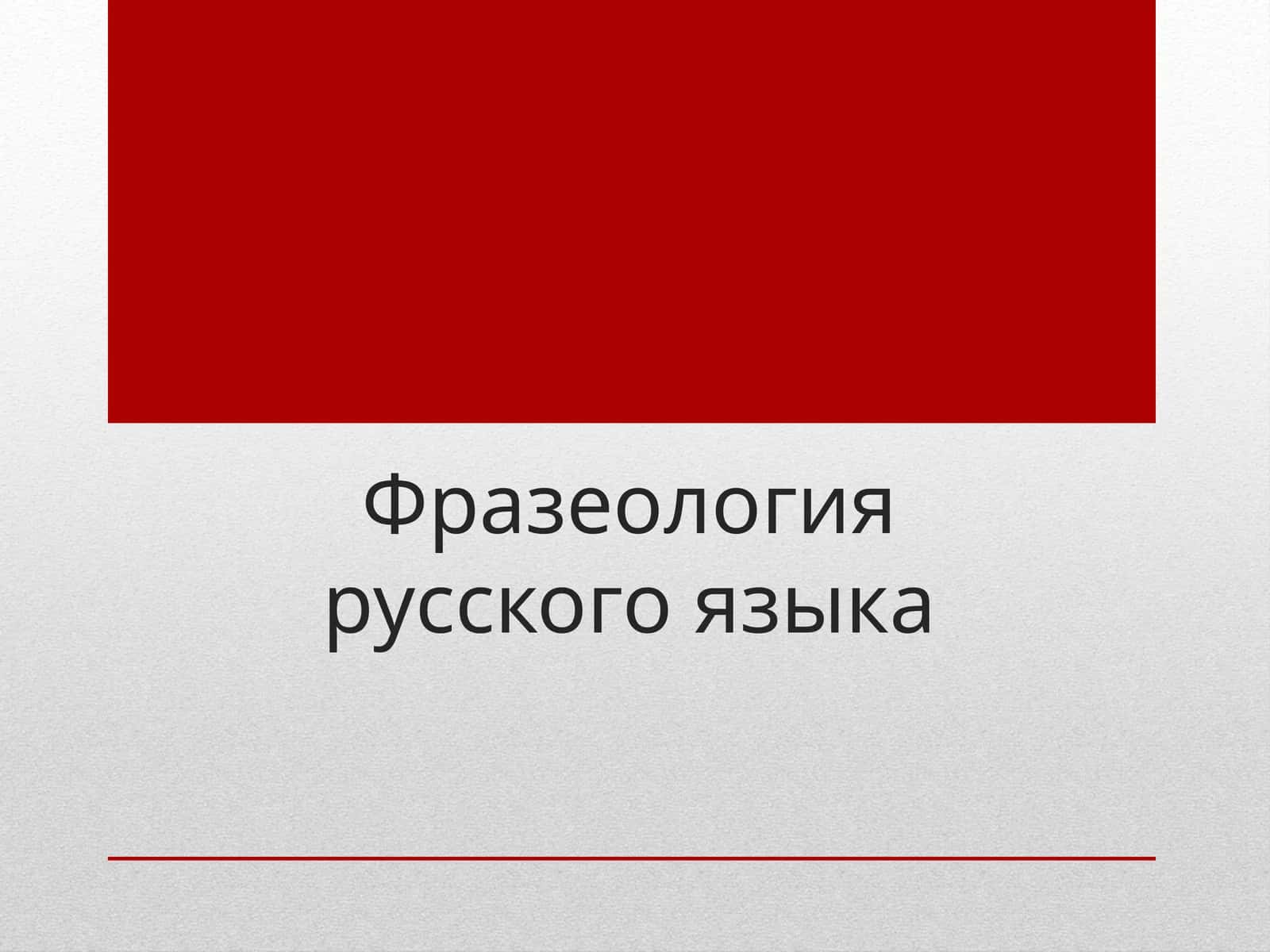 Фразеология русского языка 1