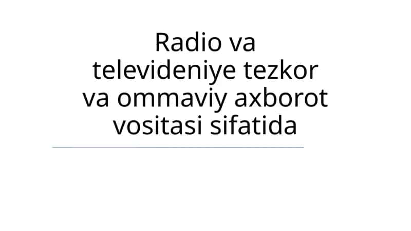 Radio va televideniye 1