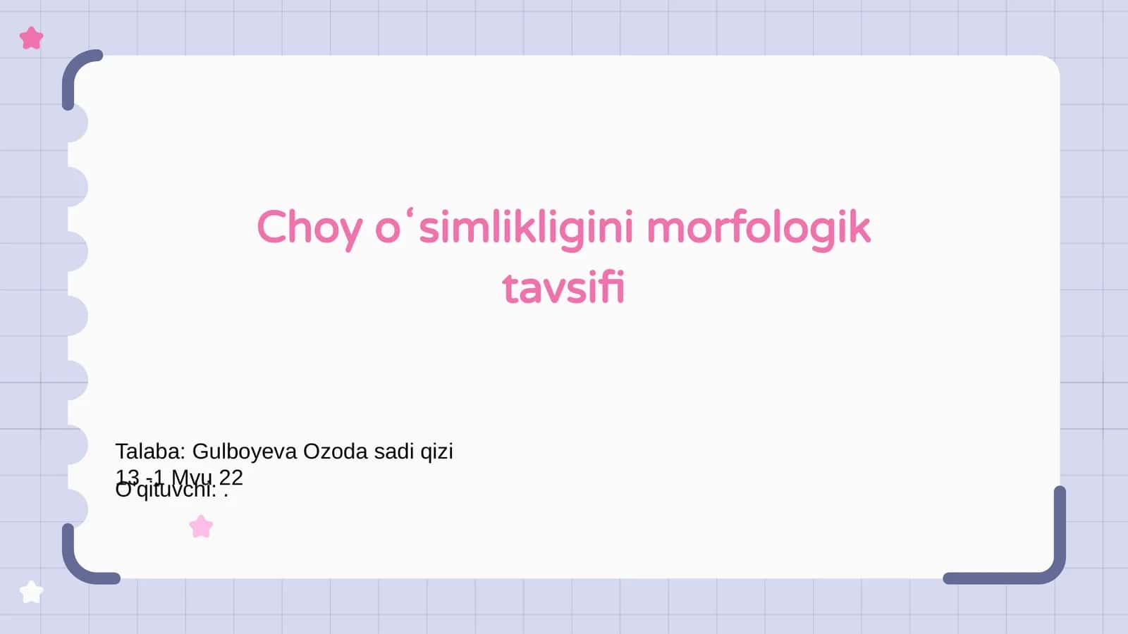 Choy oʻsimlikligini morfologik tavsifi 1
