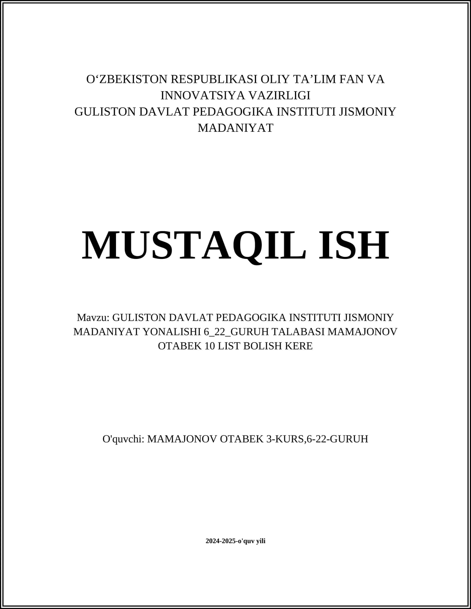 Jismoniy tarbiya nazariyasi 1