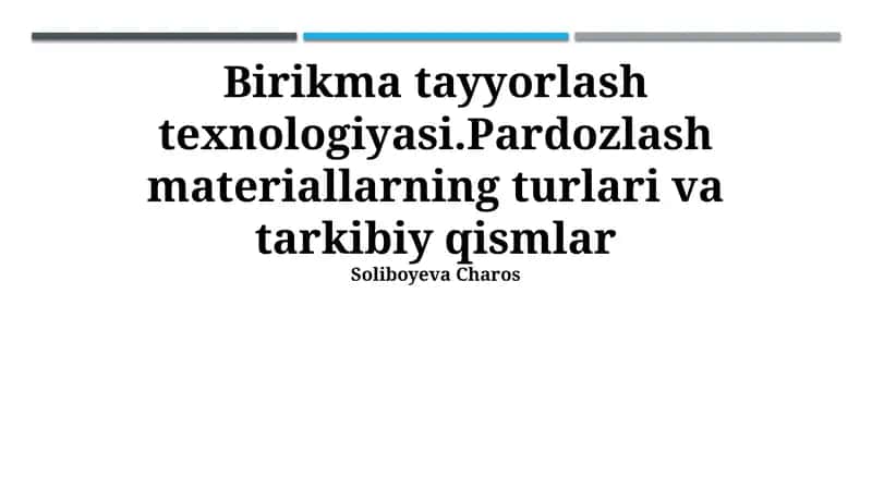 Birikma tayyorlash texnologiyasi 1