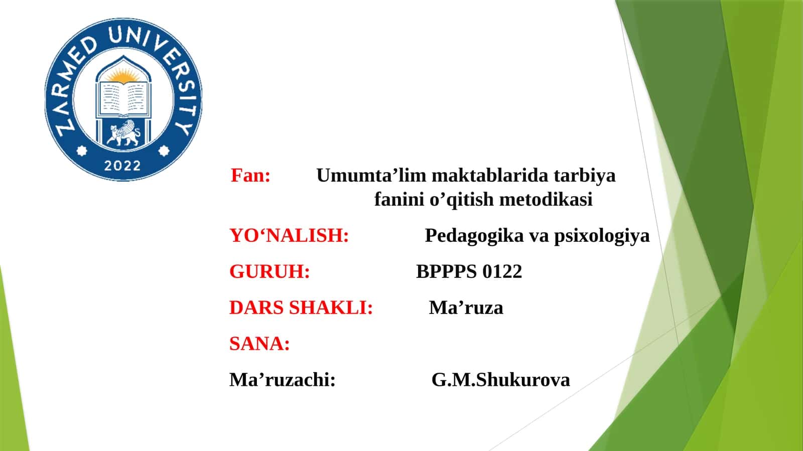 Umumta’lim maktablarida tarbiya fanini o‘qitish metodikasi 1