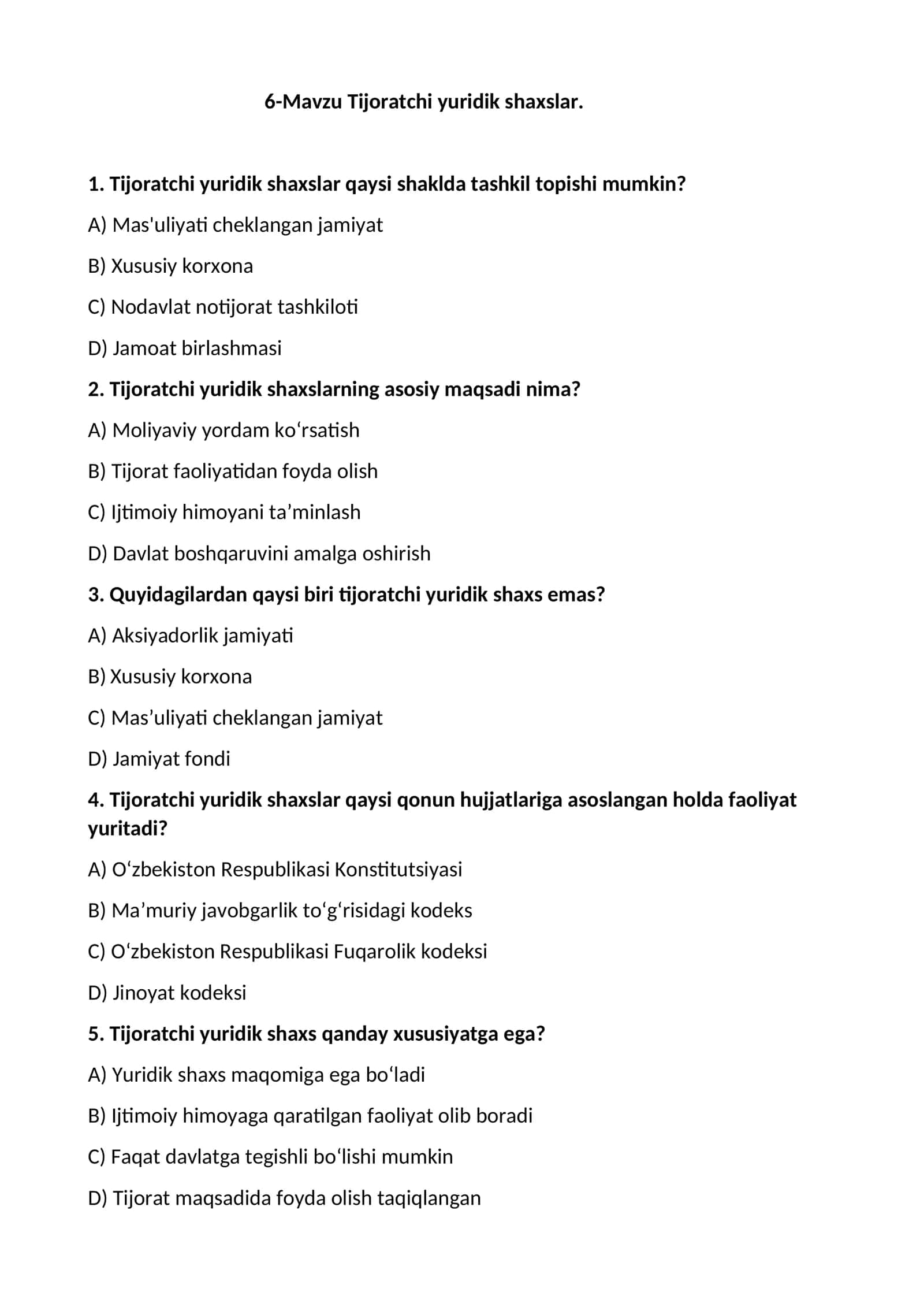 Tijoratchi yuridik shaxslar 1