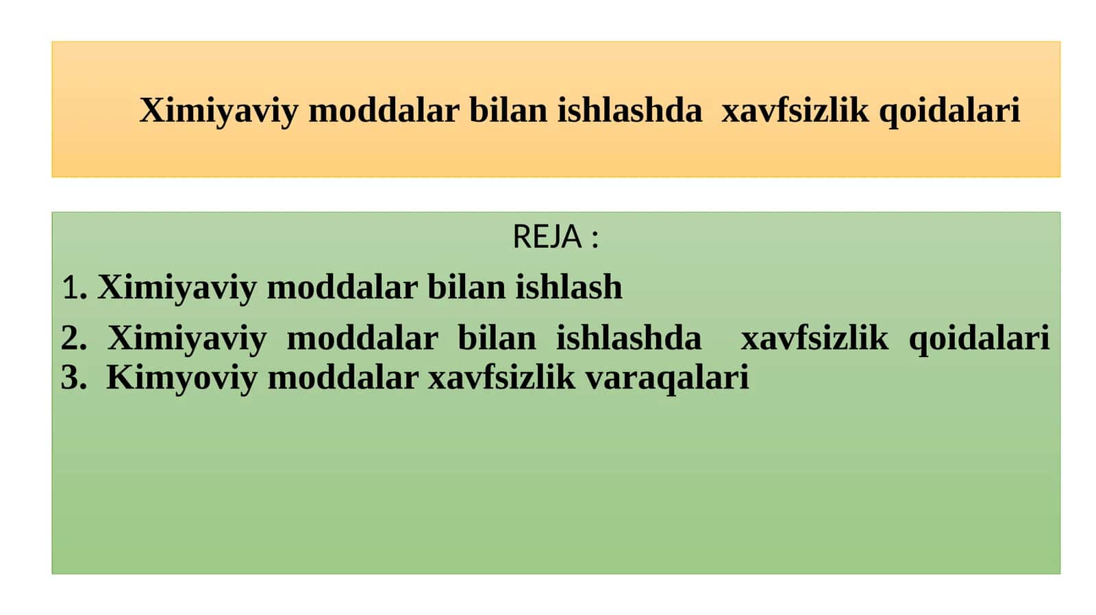 Kimyoviy moddalar bilan ishlashda xavfsizlik qoidalari 1