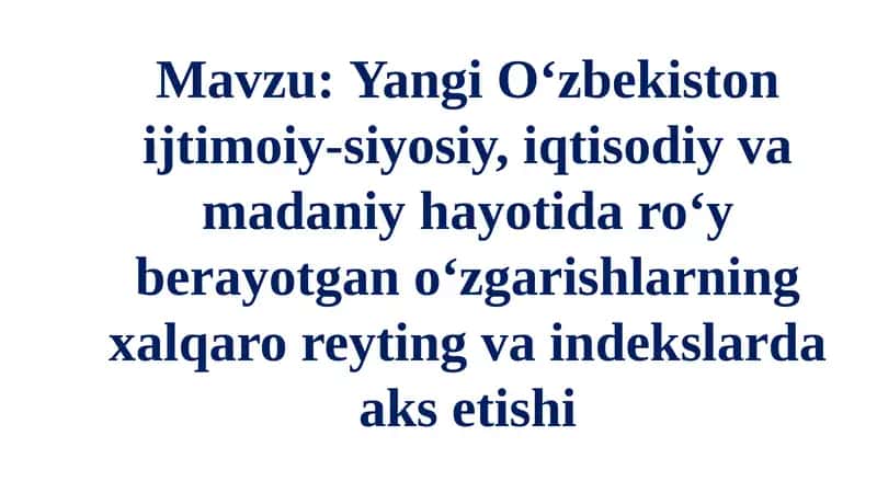 Yangi O‘zbekiston: Yangilanish Yo'lida 1