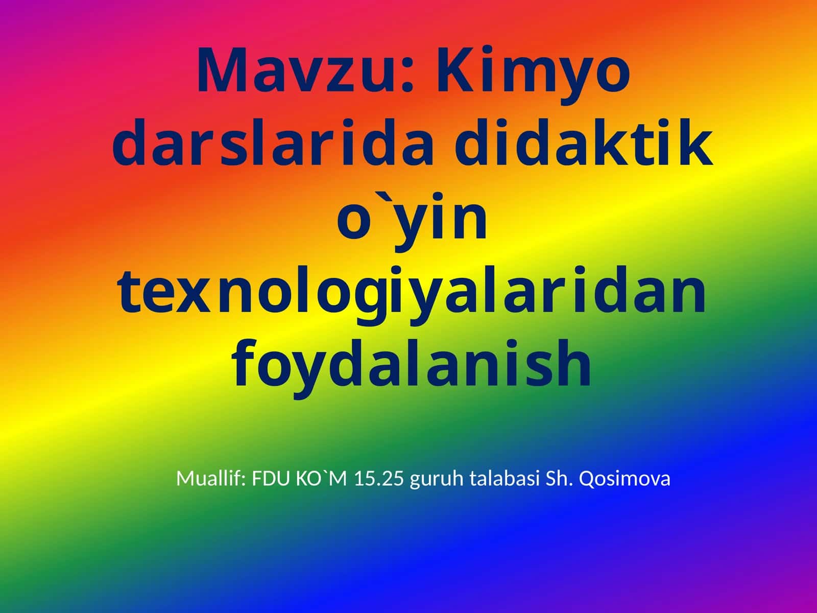 Kimyo darslarida didaktik o`yin texnologiyalaridan foydalanish 1