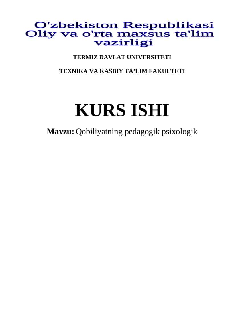 Qobiliyatning pedagogik psixologik 1