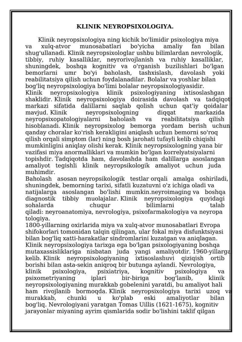 KLINIK NEYROPSIXOLOGIYA