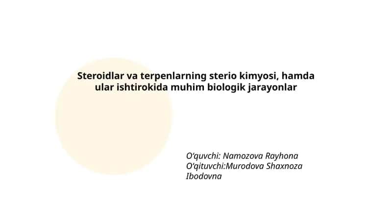 Steroidlar va terpenlarning sterio kimyosi 1