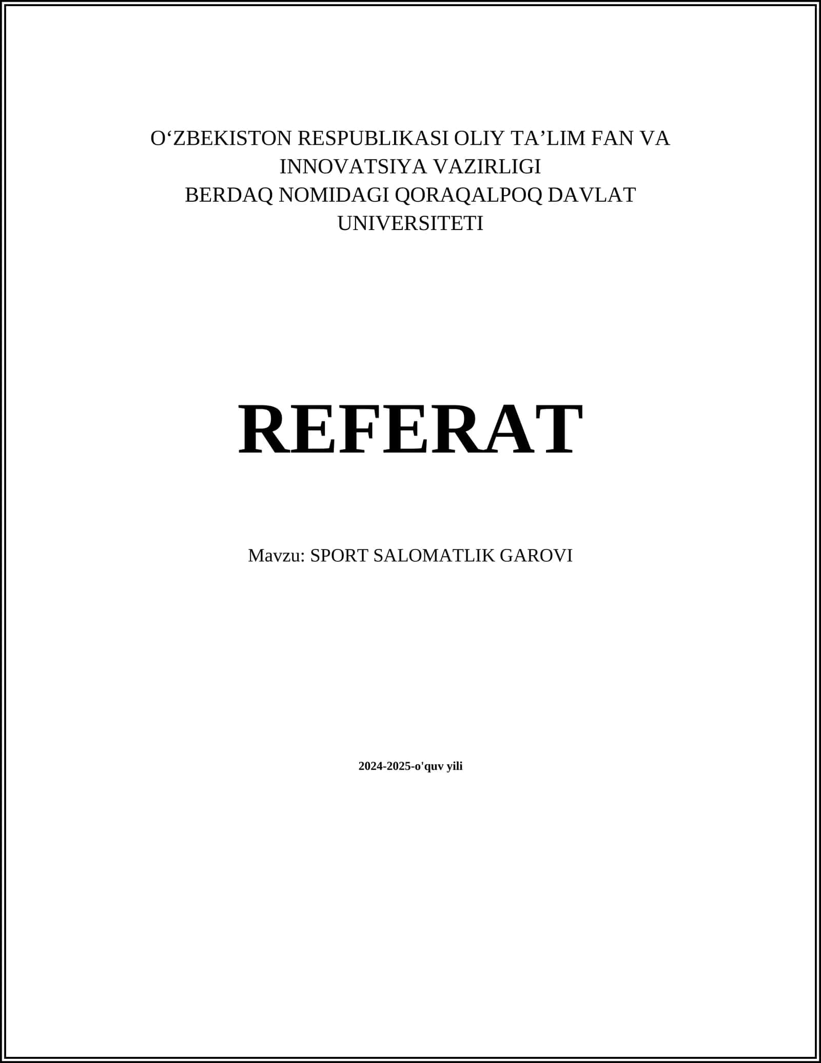SPORT SALOMATLIK GAROVI 1