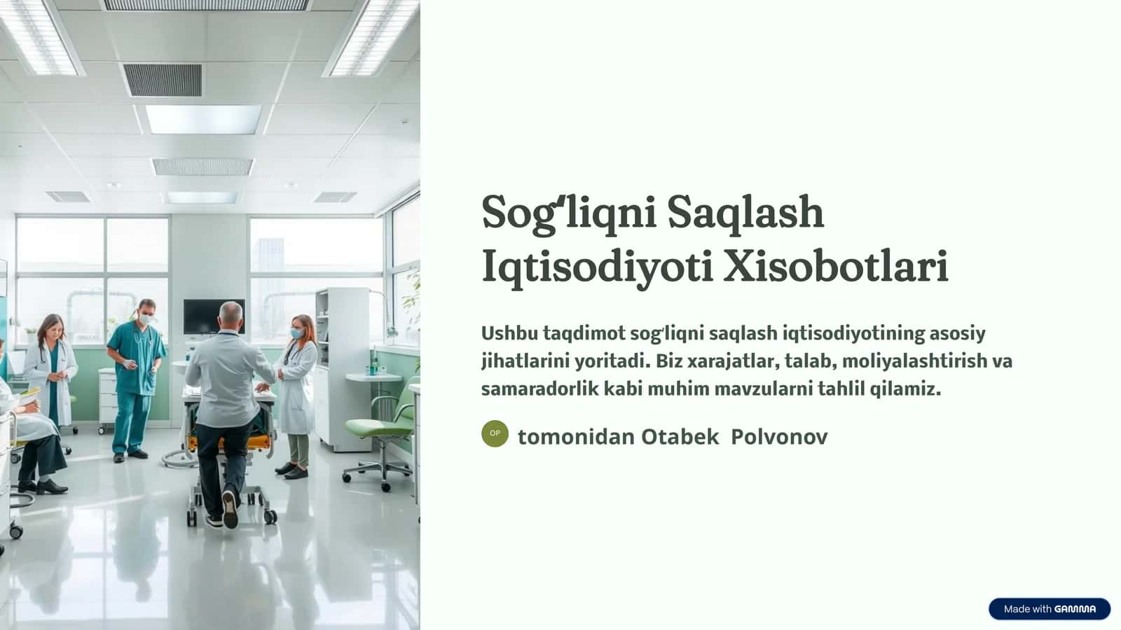 Sogʻliqni Saqlash Iqtisodiyoti Xisobotlari 1
