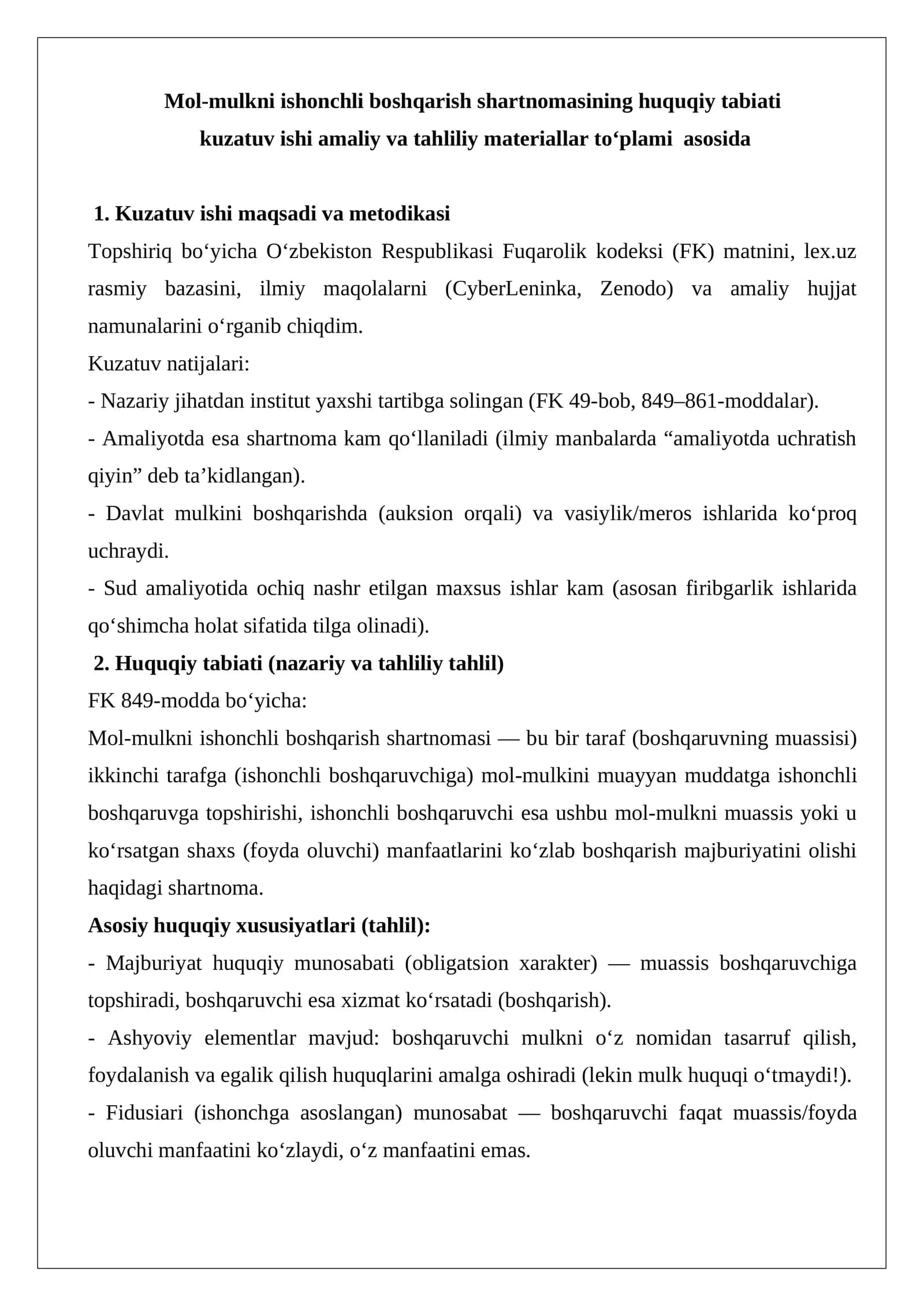 Mol-mulkni ishonchli boshqarish shartnomasi 1