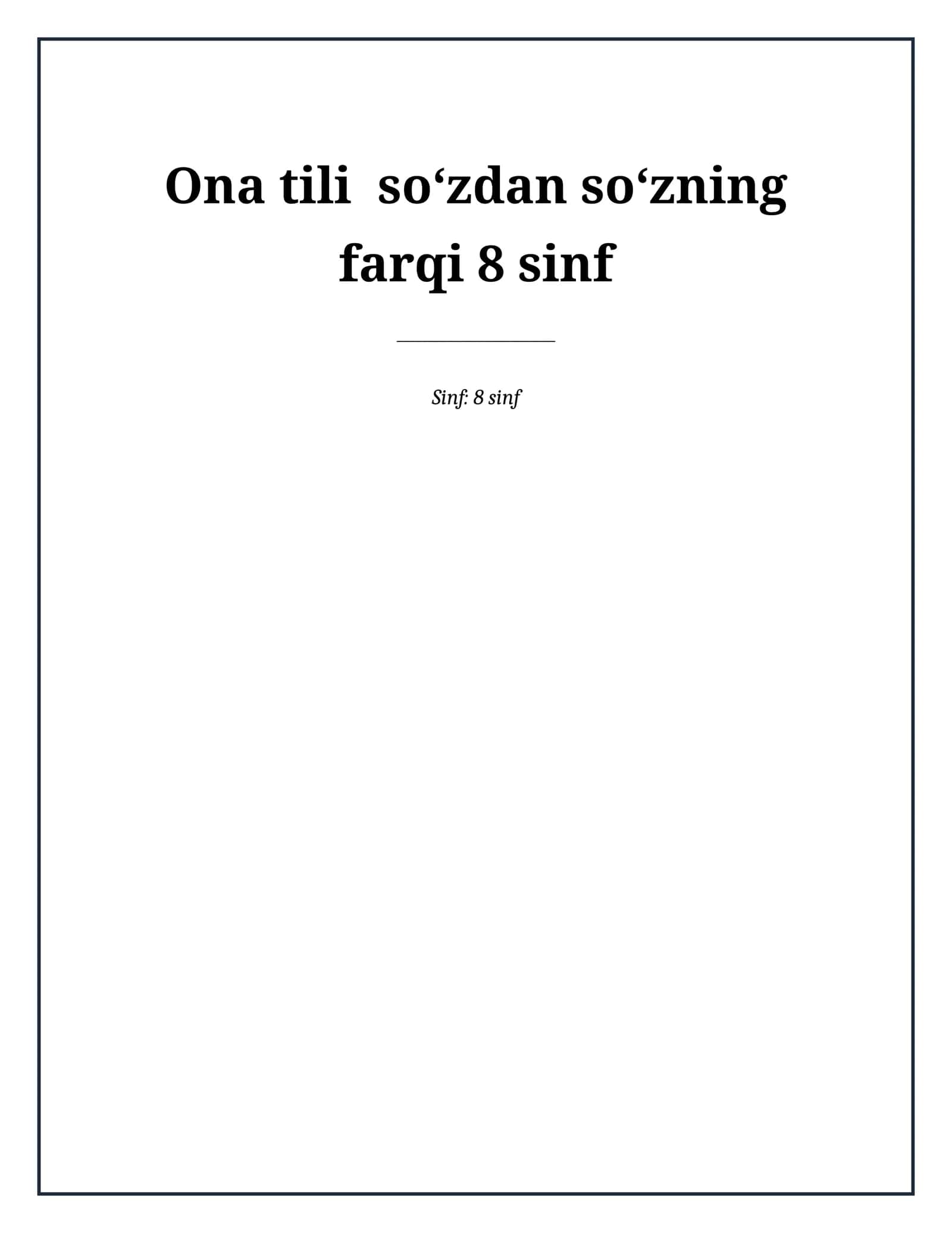 Lesson on Ona tili  soʻzdan soʻzning farqi 8 sinf 1