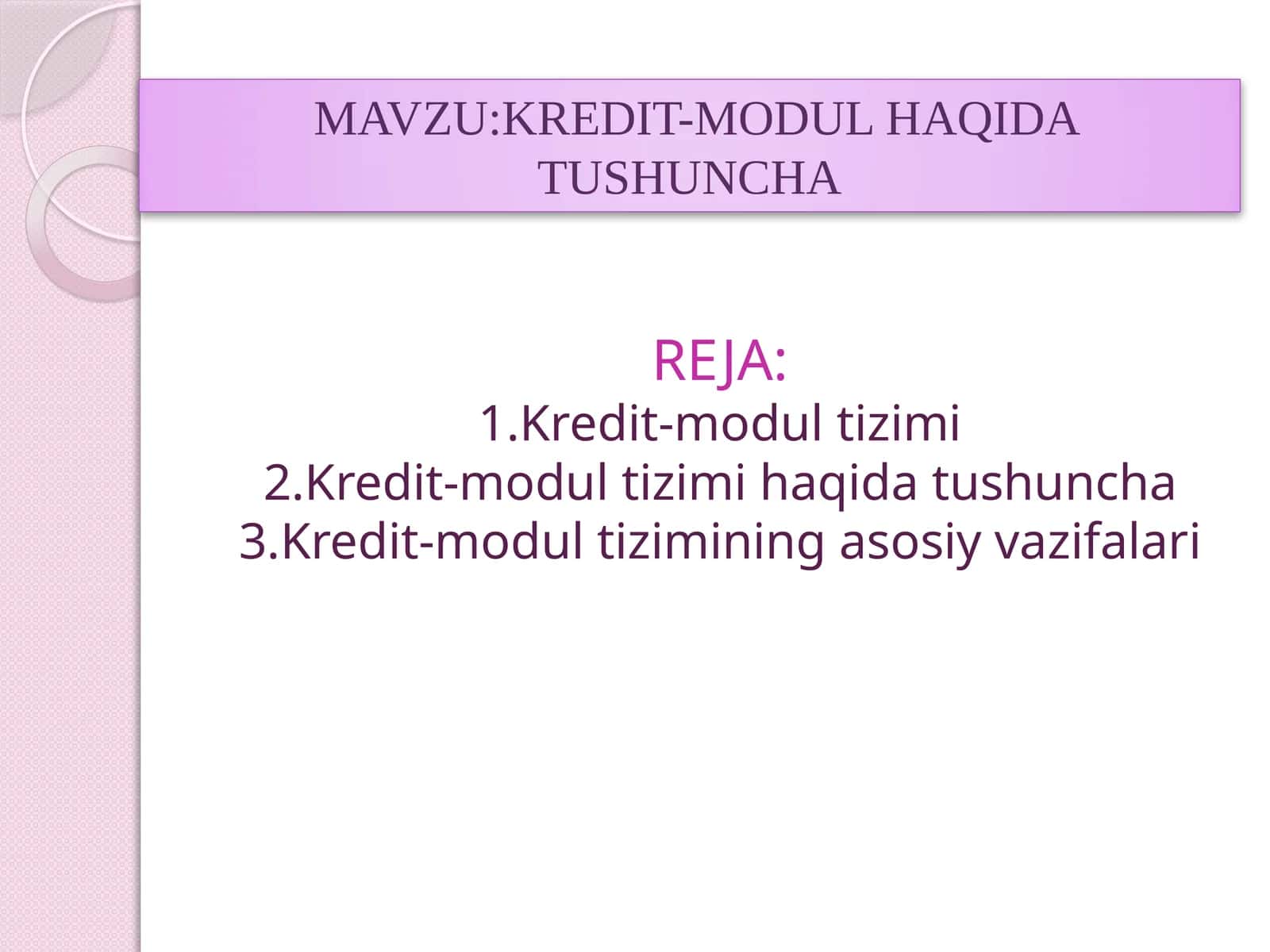 KREDIT-MODUL HAQIDA TUSHUNCHA 1