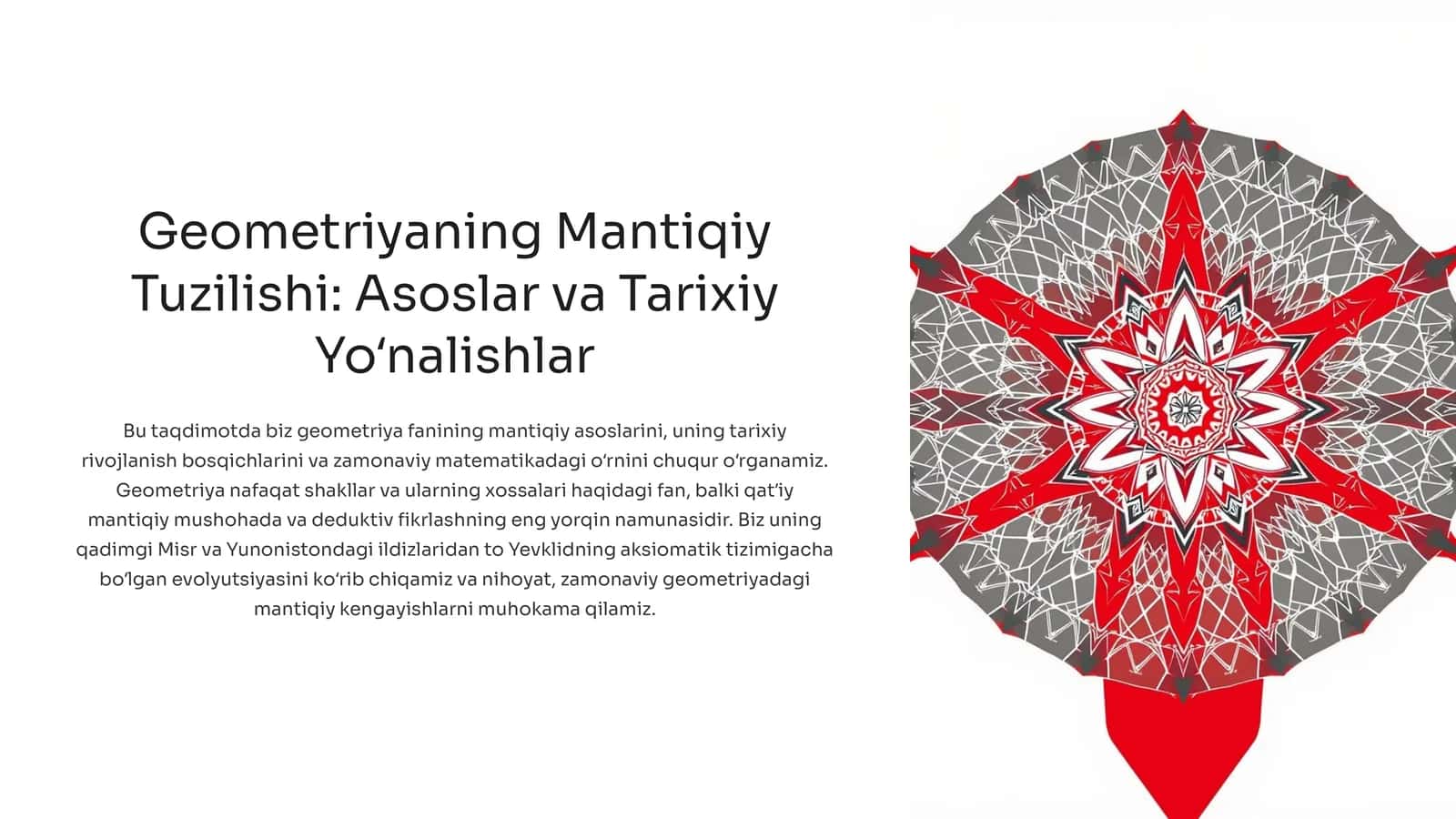 Geometriyaning Mantiqiy Tuzilishi: Asoslar va Tarixiy Yoʻnalishlar 1